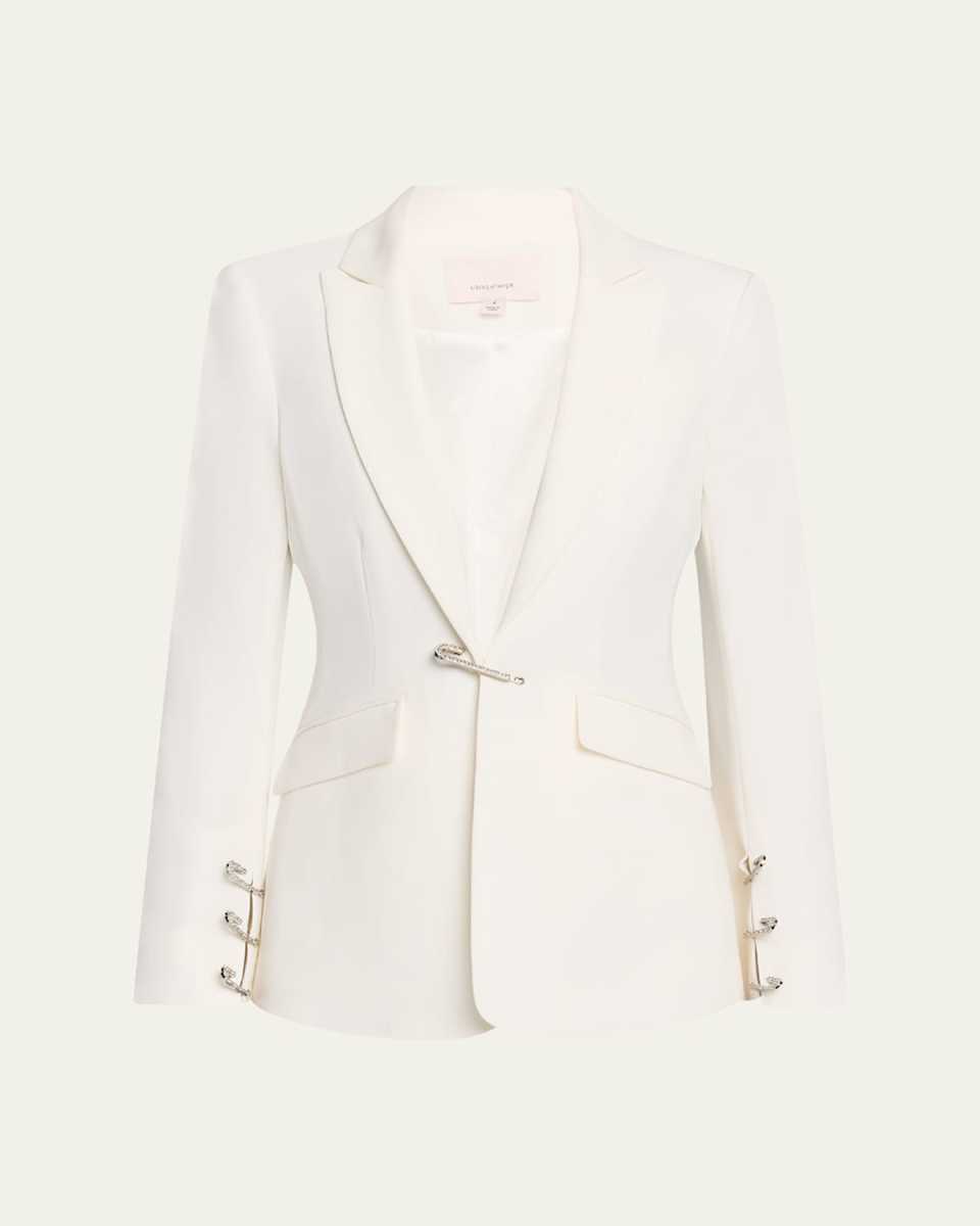 Cheyenne Rhinestone Pin Crepe Blazer